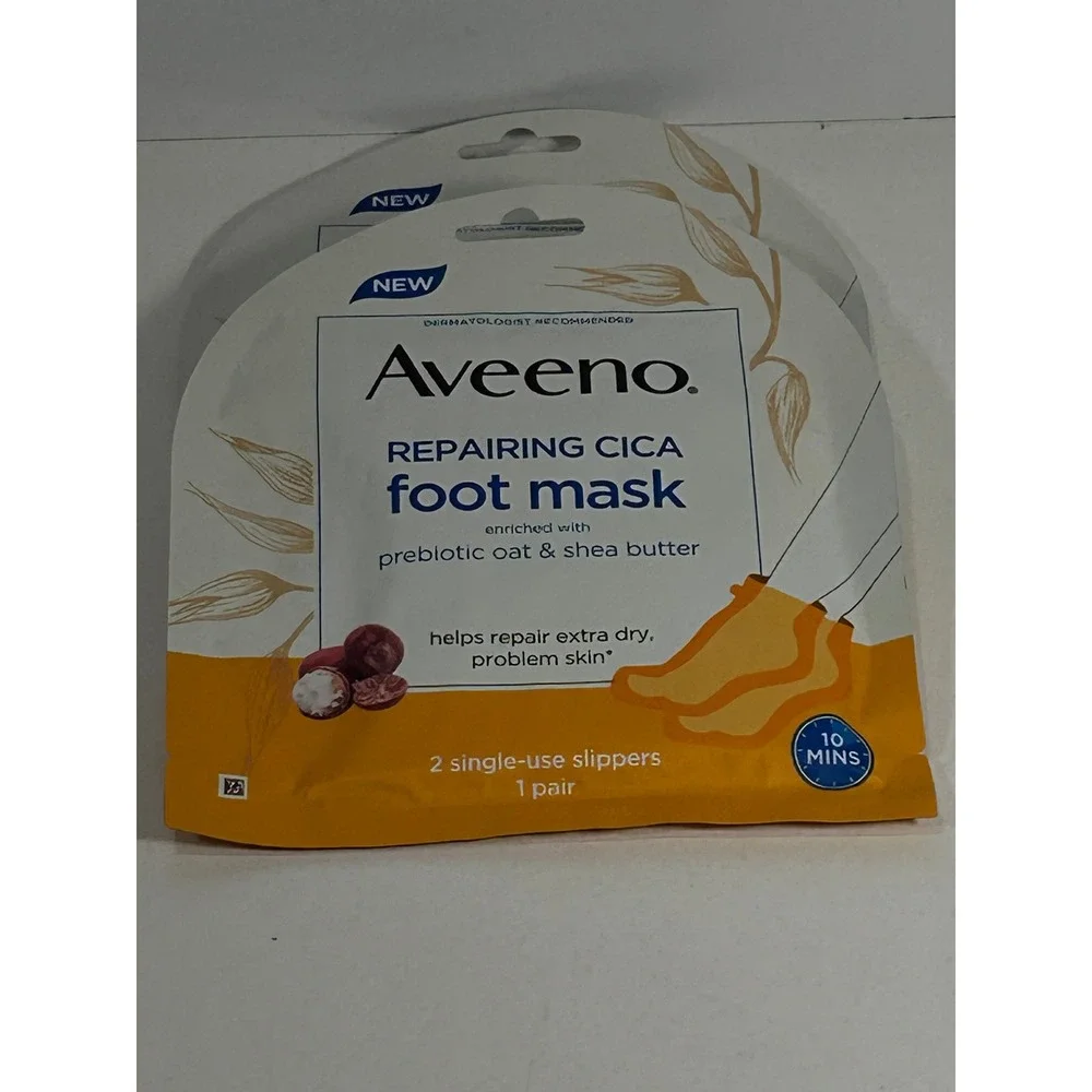 Aveeno Repairing Cica Foot Mask lot of 2 Prebiotic Oat Shea Butter 1 Pair each